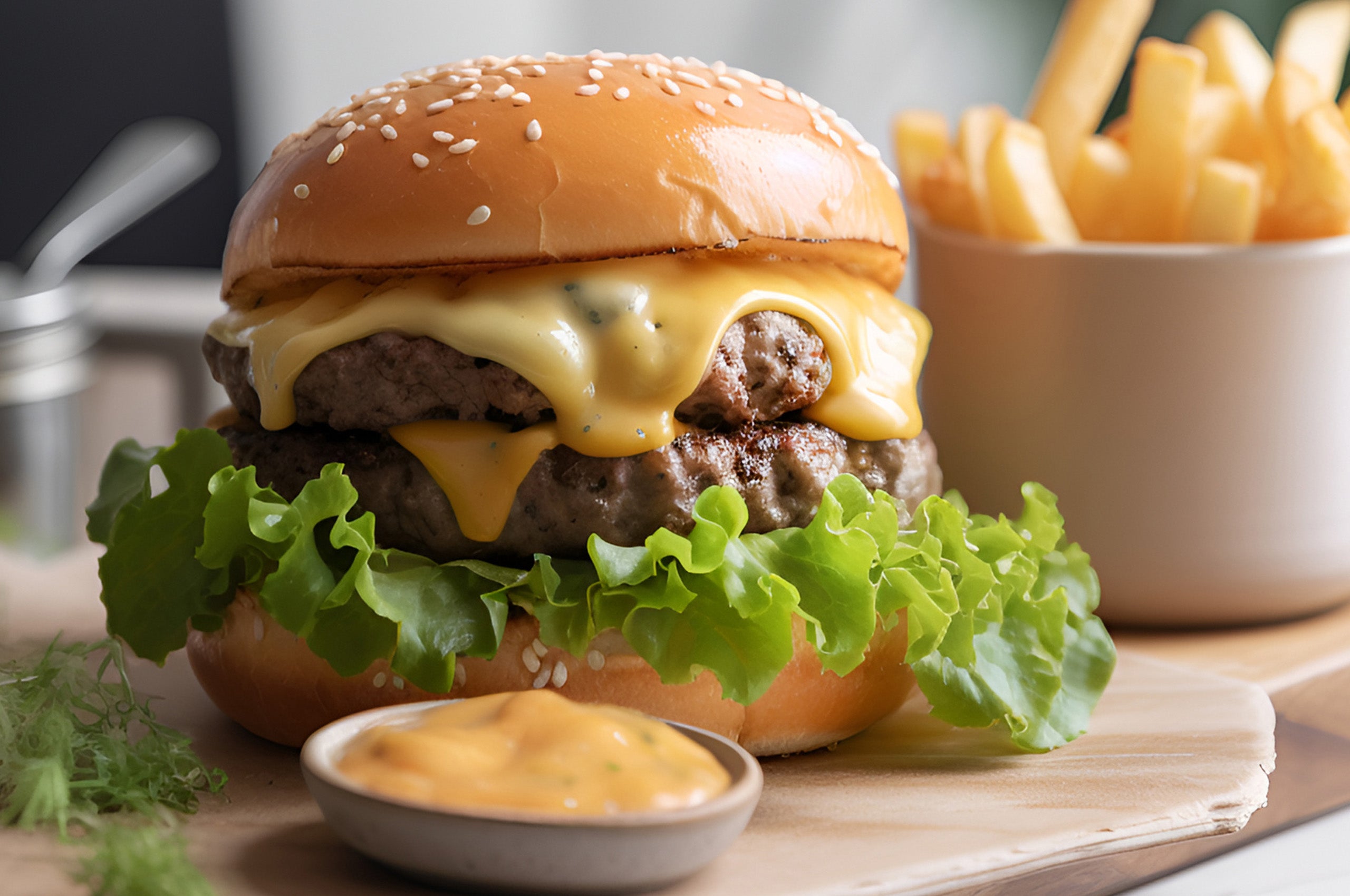 Double Cheeseburger mit Fries