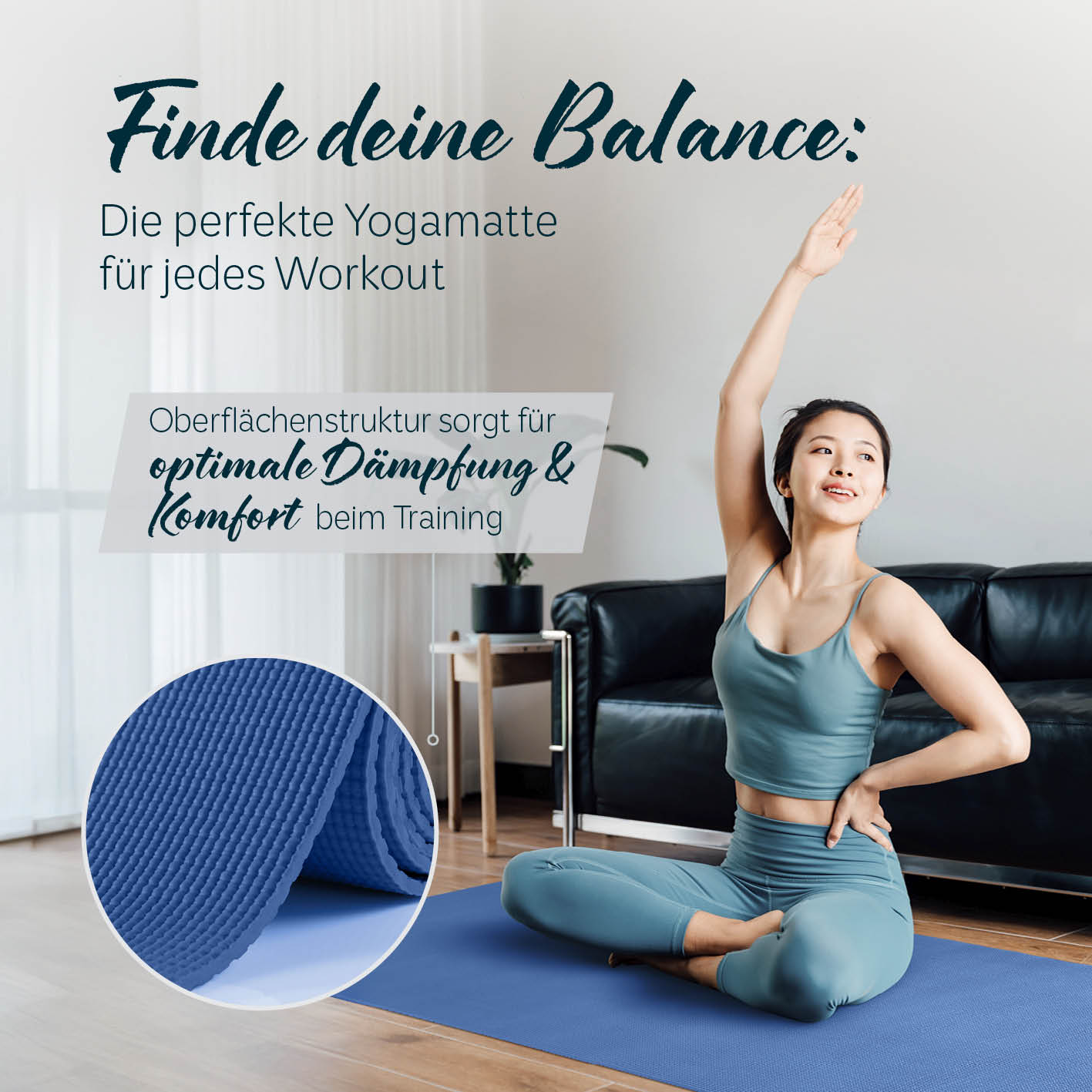 Yogamatte Kirana - 183 x 61 x 0,4 cm - Navyblau