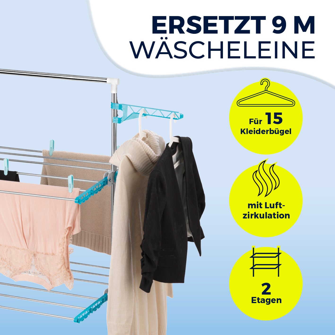 Wäscheständer elektrisch - weiß/türkis