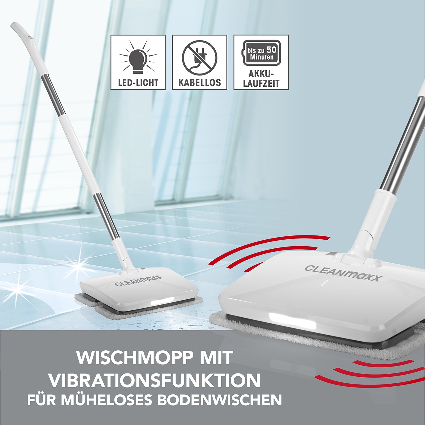 Akku-Vibrationsmopp - Weiß