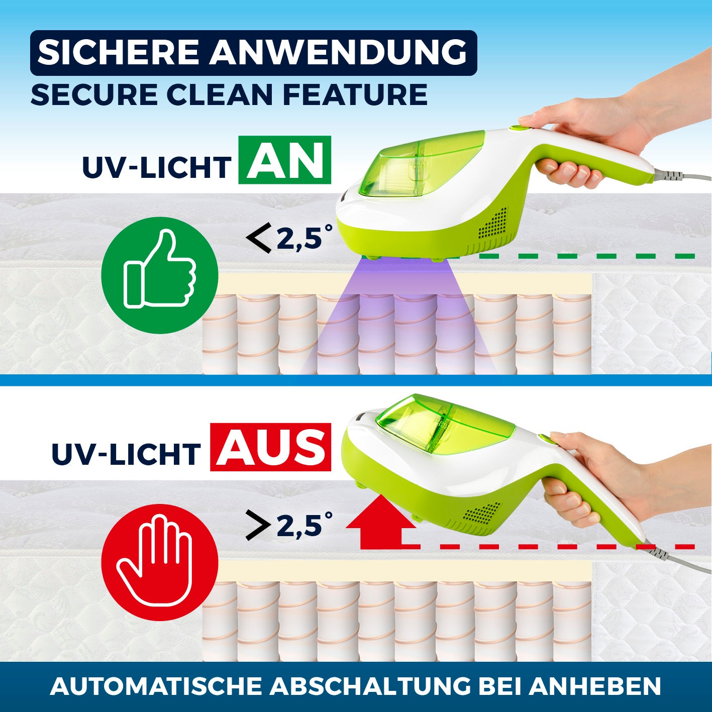 Milbensauger Vibration - weiß/limegreen