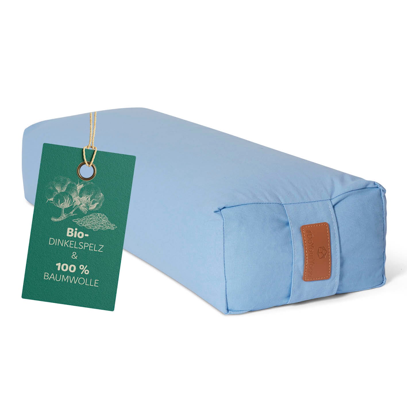 Yoga-Bolster Paravati - gefüllt mit Bio-Dinkelspelz - 67 x 22 x 13 cm - Hellblau