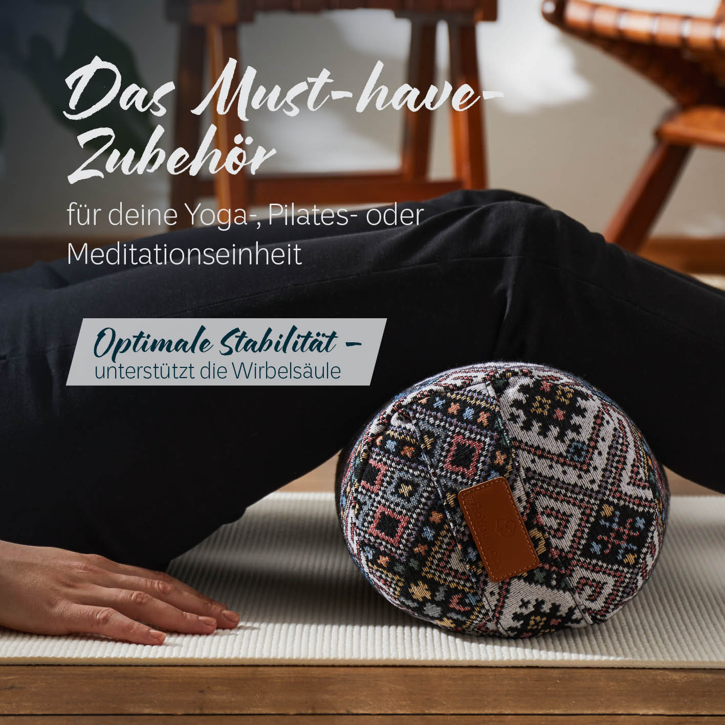 Yoga-Bolster Tarik - gefüllt mit Bio-Dinkelspelz - 68 x 22 x 22 cm - Style 13