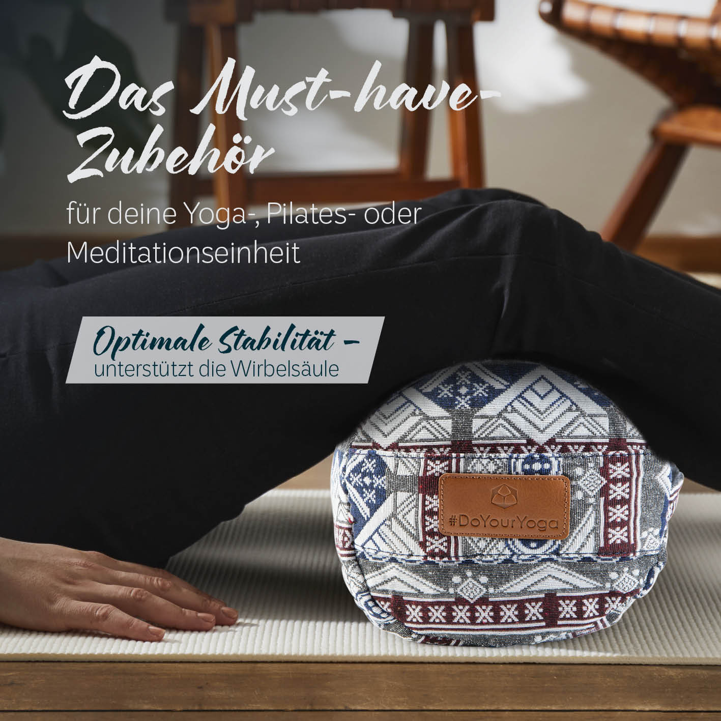 Yoga-Bolster Tarik - gefüllt mit Bio-Dinkelspelz - 68 x 22 x 22 cm - Style 19