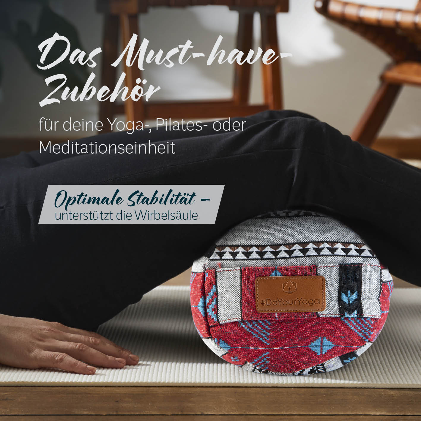 Yoga-Bolster Tarik - gefüllt mit Bio-Dinkelspelz - 68 x 22 x 22 cm - Style 16