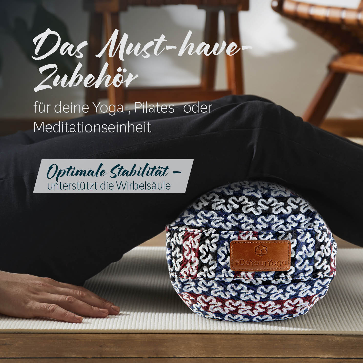 Yoga-Bolster Tarik - gefüllt mit Bio-Dinkelspelz - 68 x 22 x 22 cm - Style 17