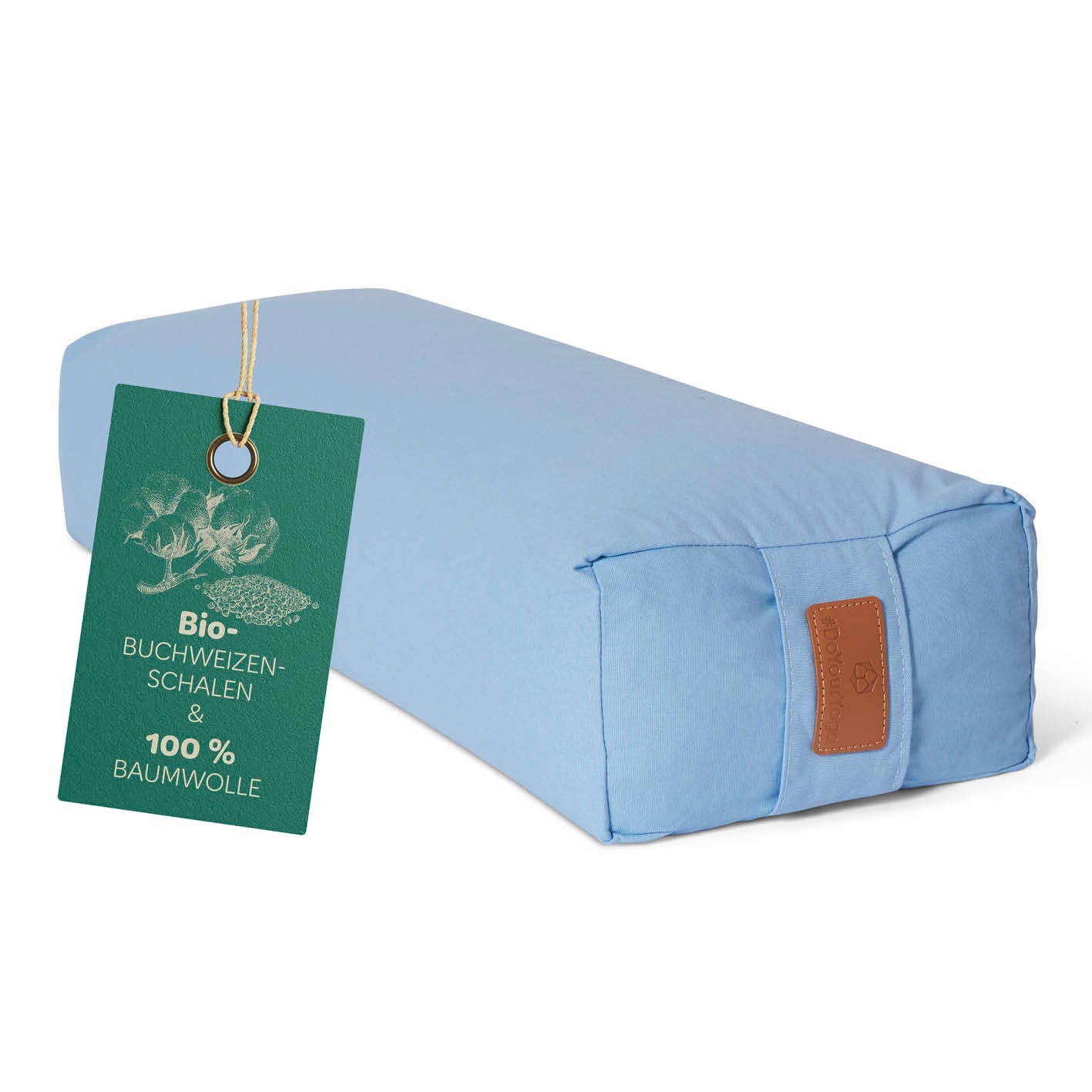 Yoga-Bolster Paravati - gefüllt mit Bio-Buchweizenschalen - 67 x 22 x 13 cm - Hellblau