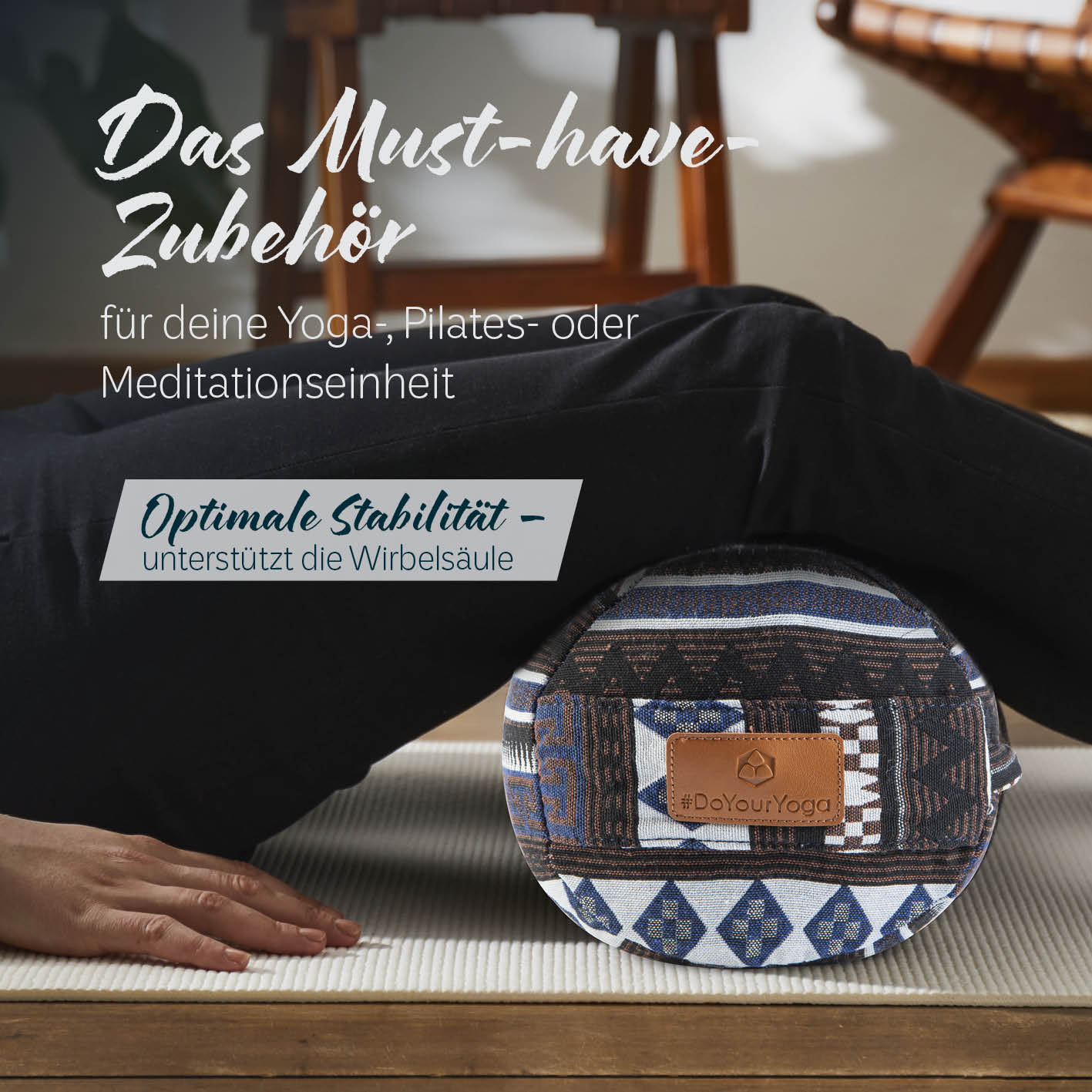 Yoga-Bolster Tarik - gefüllt mit Bio-Buchweizenschalen - 68 x 22 x 22 cm - Style 11