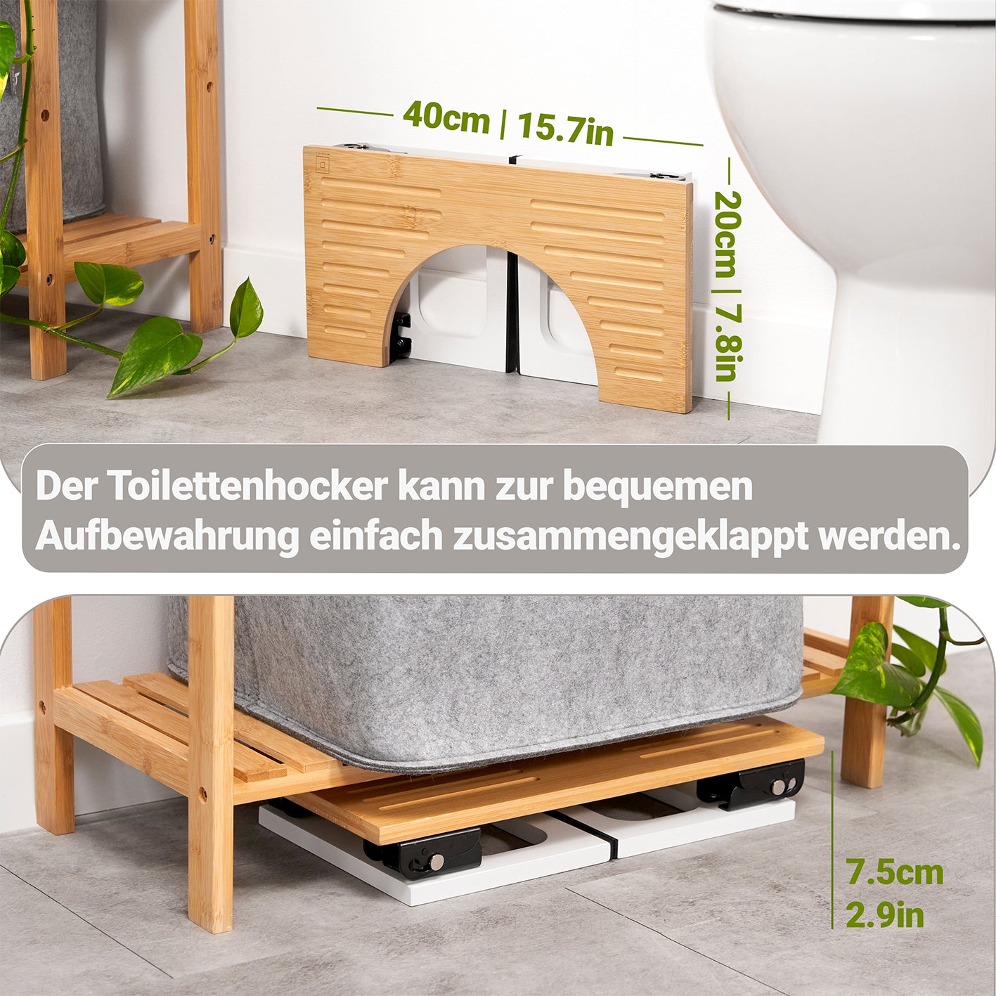 Bambus-Toilettenhocker