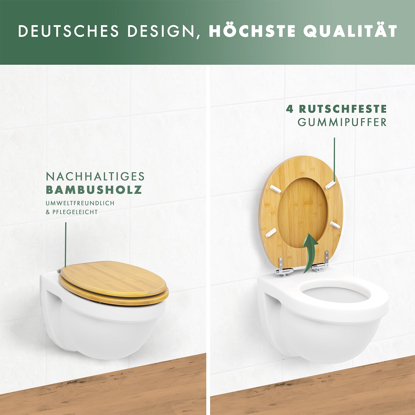 Premium Bambus-WC-Sitz - oval