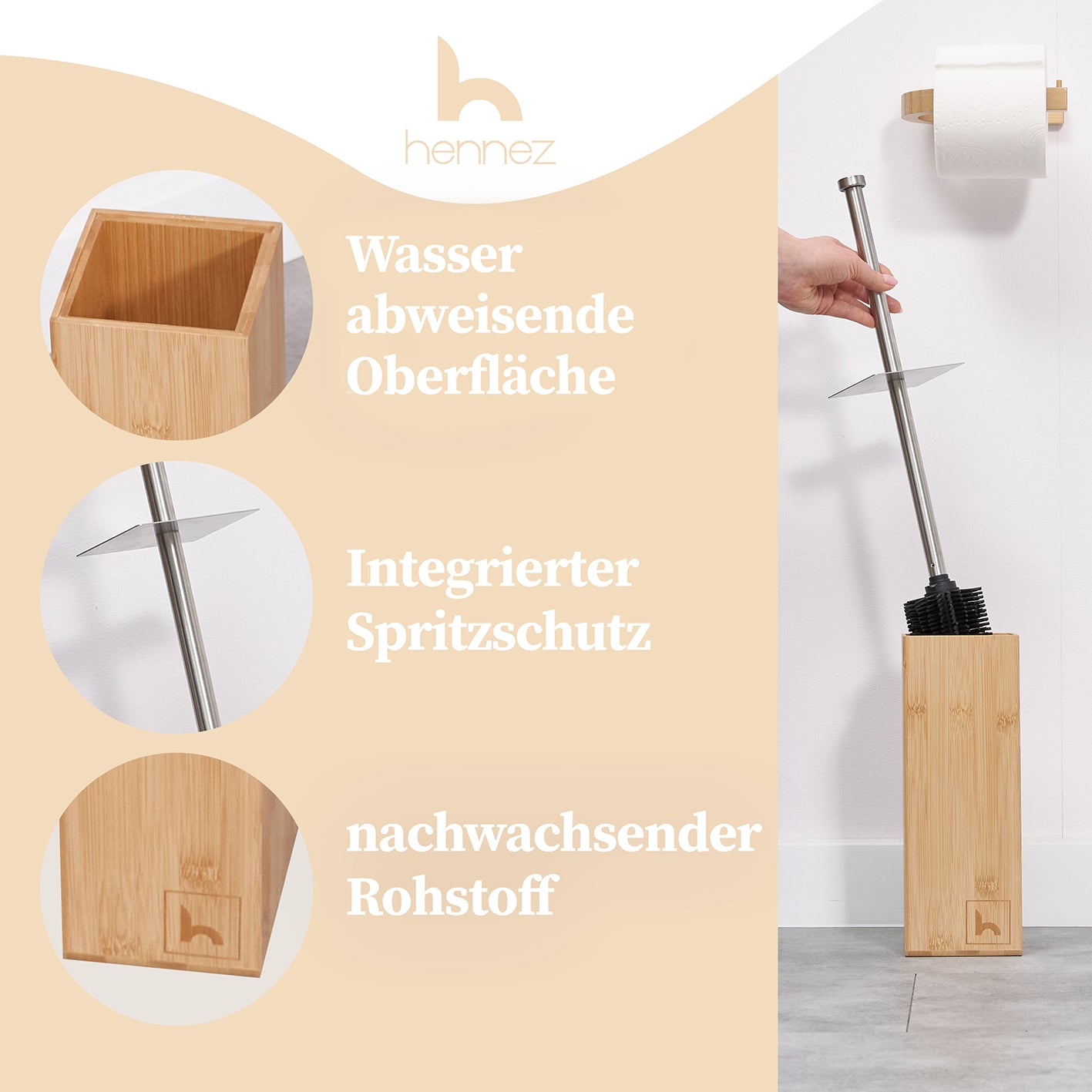 Toilettenbürste Silikon - Bambus Bürstenhalter