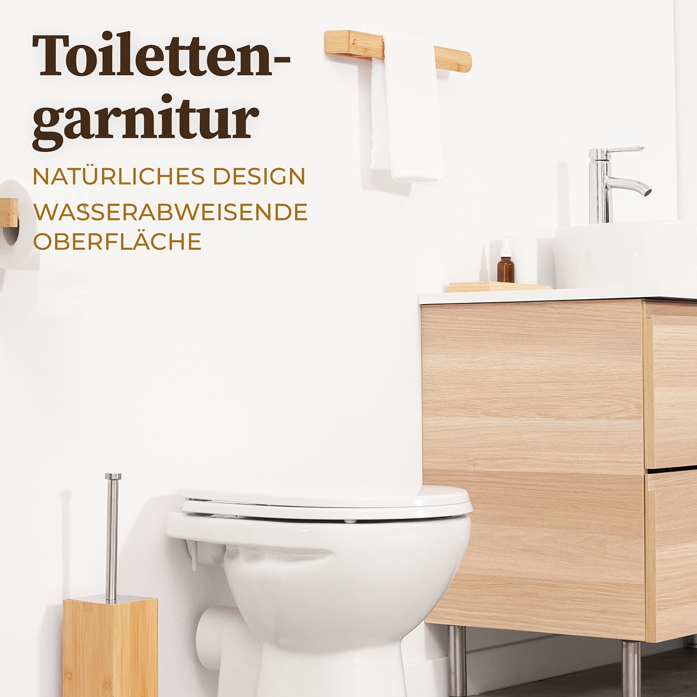 Toilettenbürste Silikon - Bambus Bürstenhalter