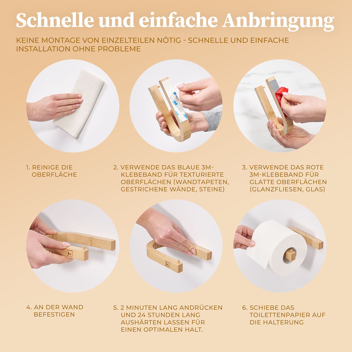 Toilettenpapierhalter ohne Bohren - Akazie