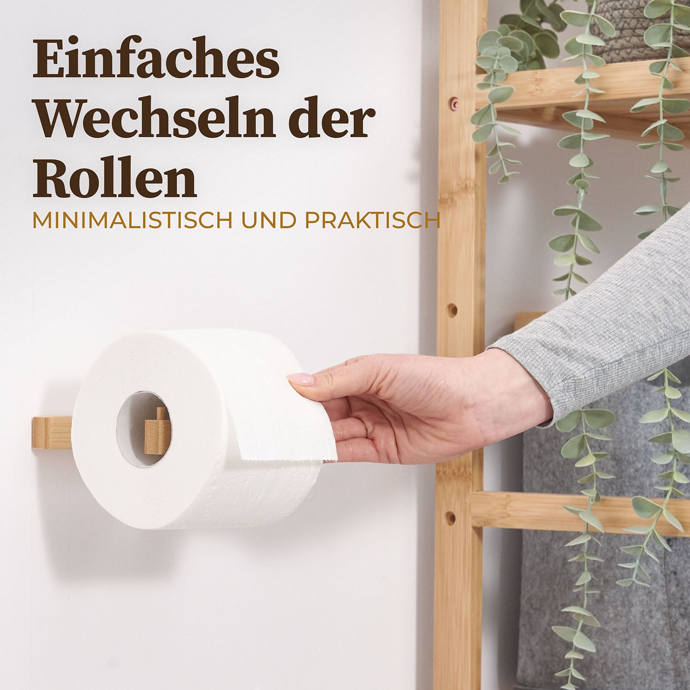 Toilettenpapierhalter ohne Bohren - Akazie