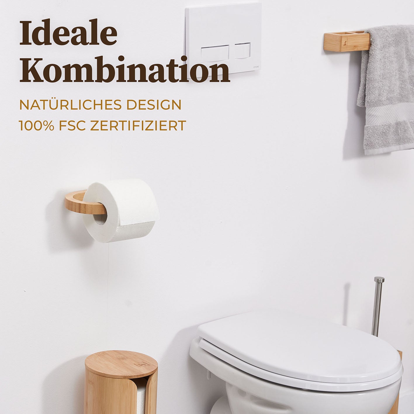 Toilettenpapierhalter ohne Bohren - Akazie