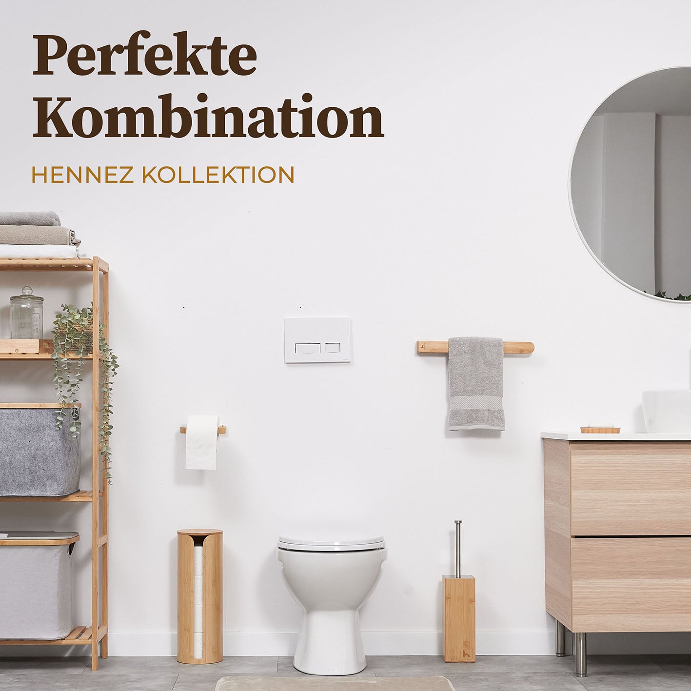 Toilettenpapierhalter ohne Bohren - Akazie