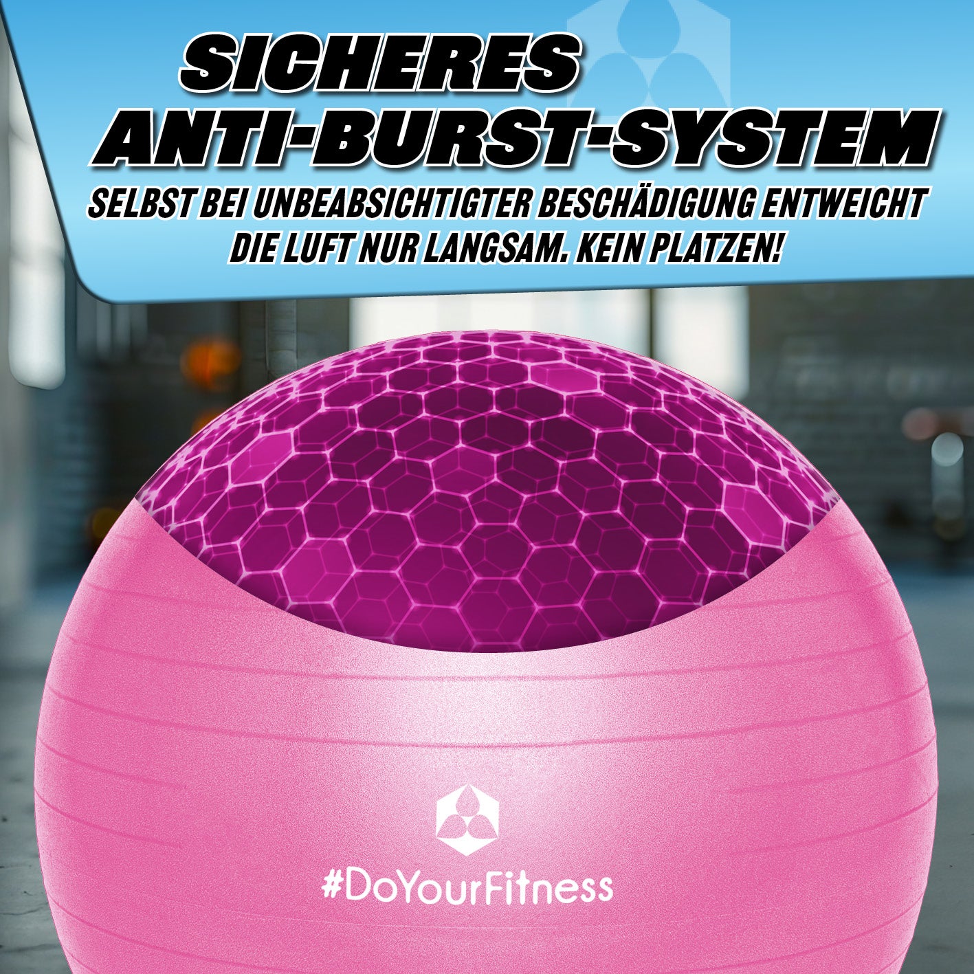 Gymnastikball inkl. Ballpumpe - Fitness Sitzball - Pink - 75 cm