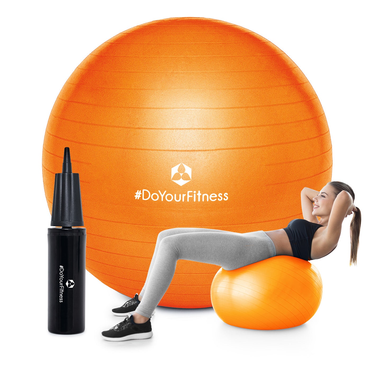 #DoYourFitness Gymnastikball inkl. Ballpumpe - Fitness Sitzball - Orange - 55cm