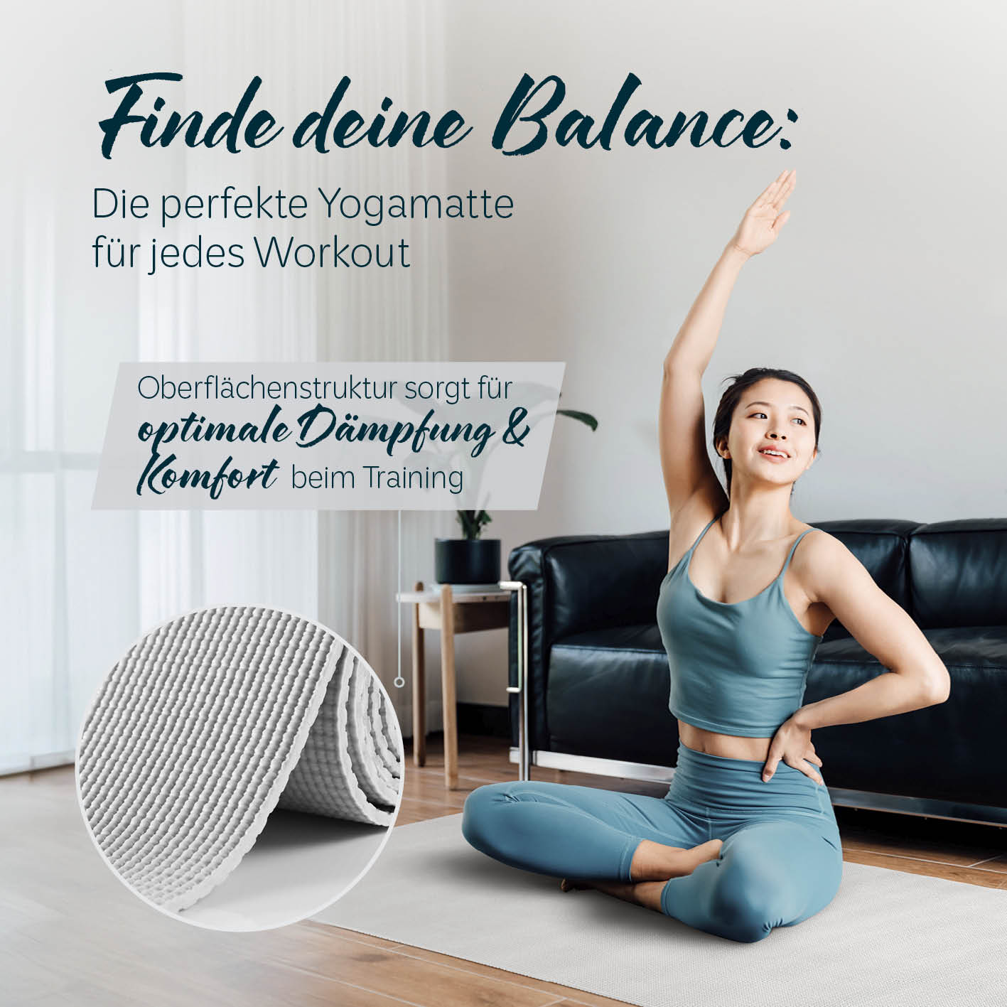 Yogamatte Kirana - 183 x 61 x 0,4 cm - Weiß