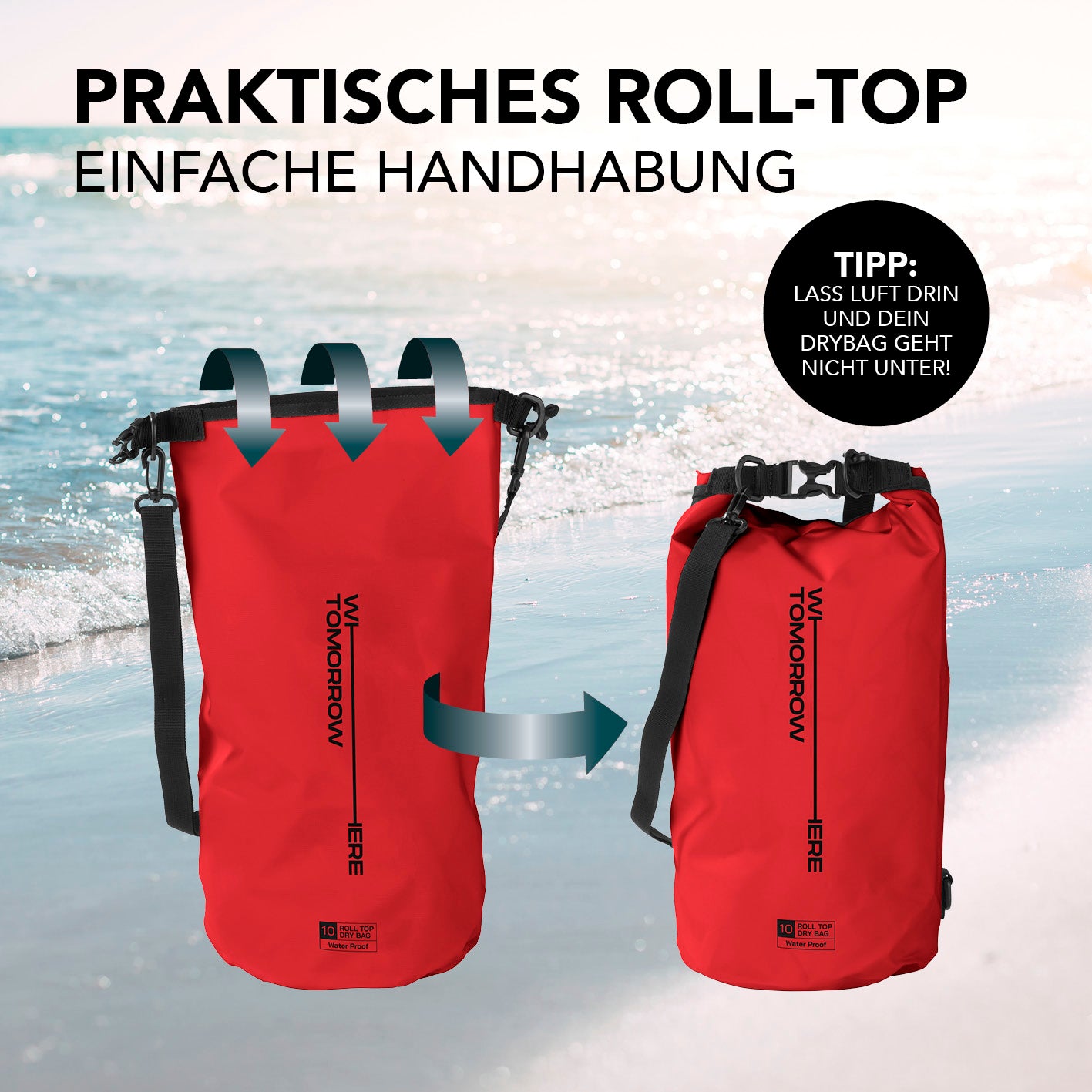 Dry Bag 10L - Style 02 - Rot
