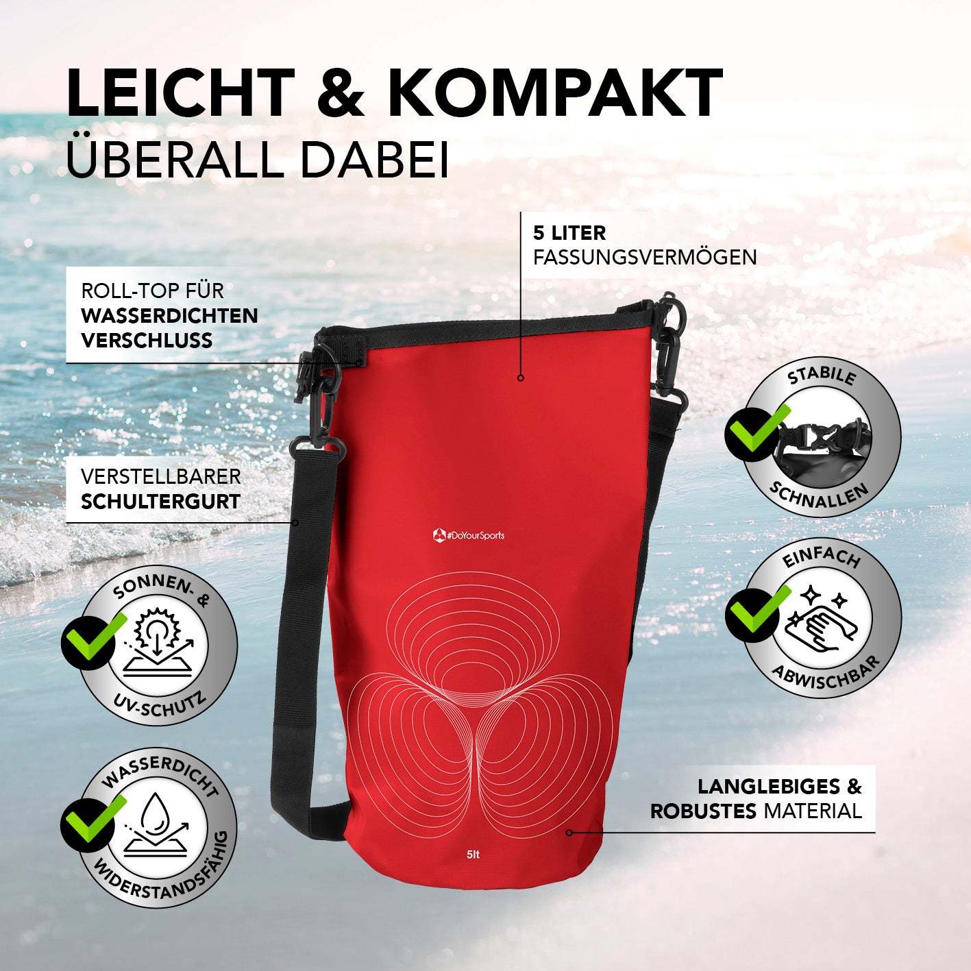 Dry Bag 5L - Rot