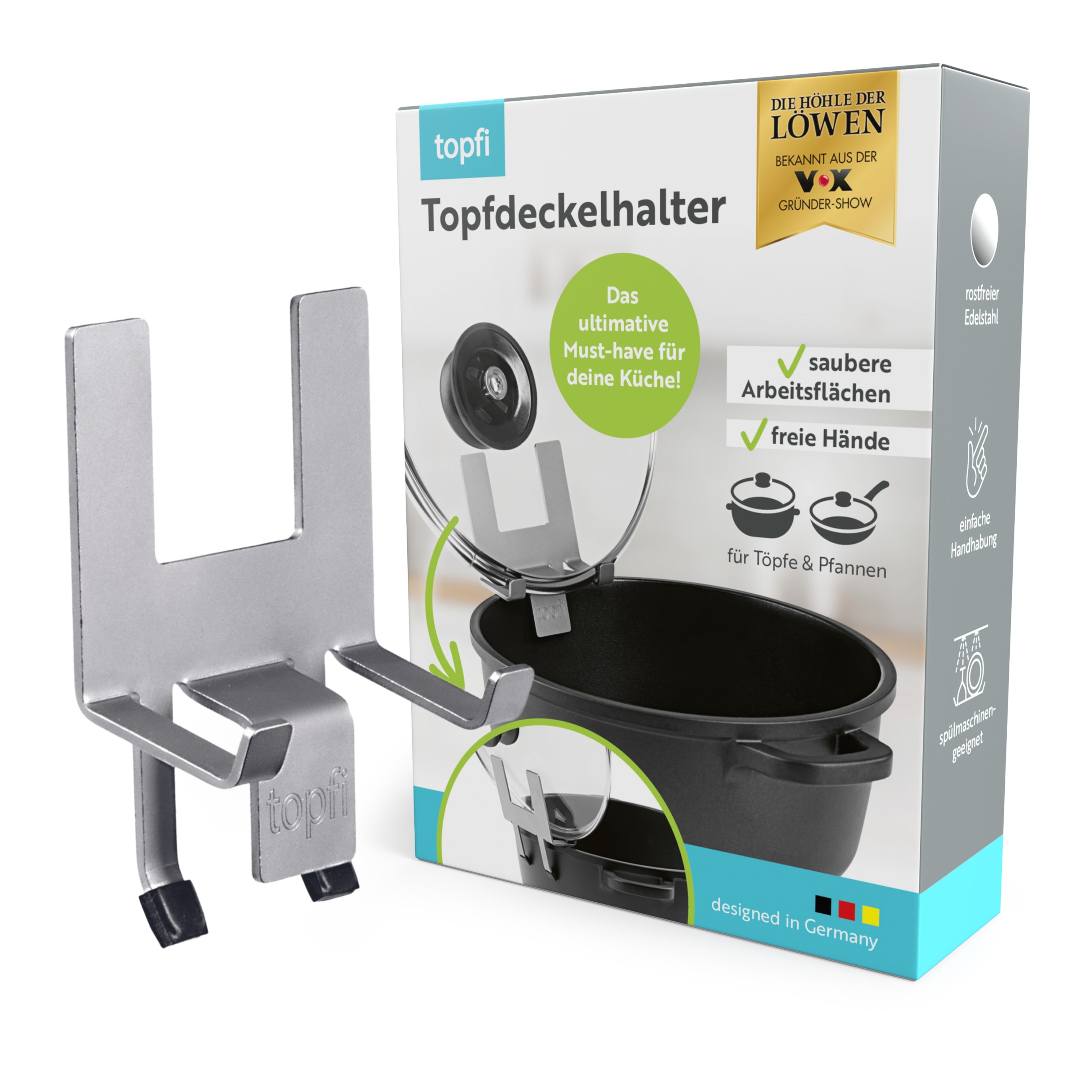 topfi Topfdeckelhalter für Töpfe & Pfannen