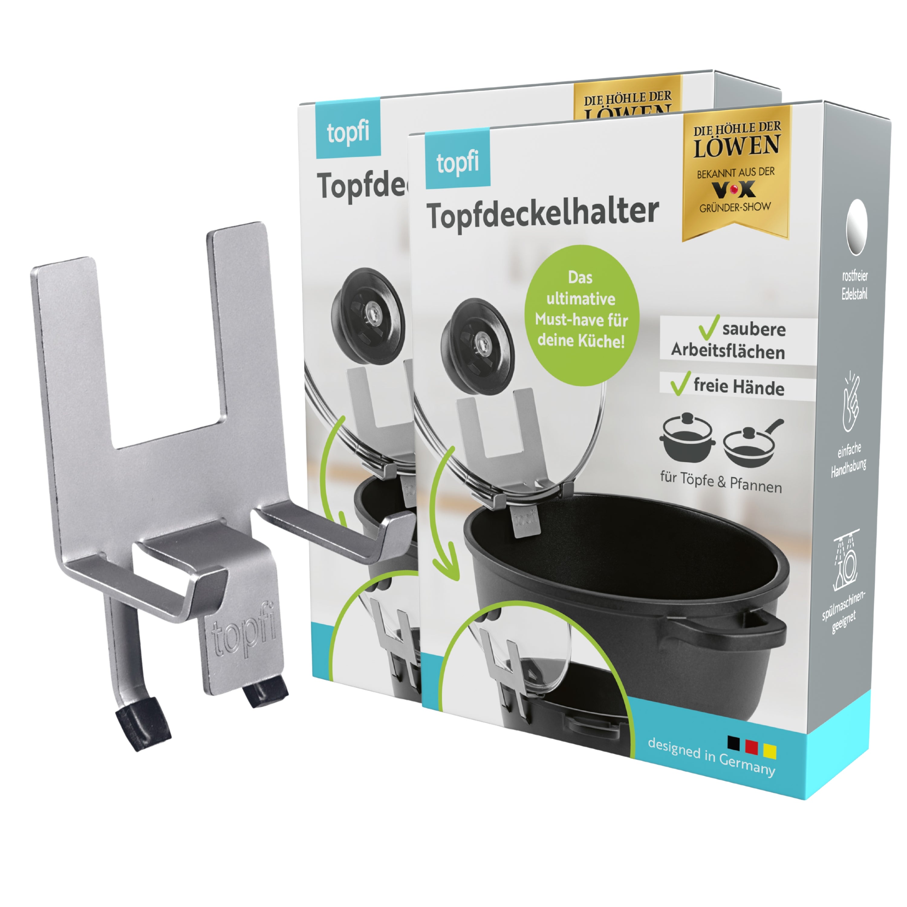 topfi Topfdeckelhalter für Töpfe & Pfannen - 2er-Set