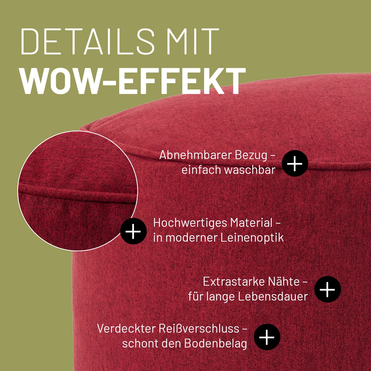 Comfort Line Sitzsack-Hocker/Pouf (50 L) - indoor - Rot