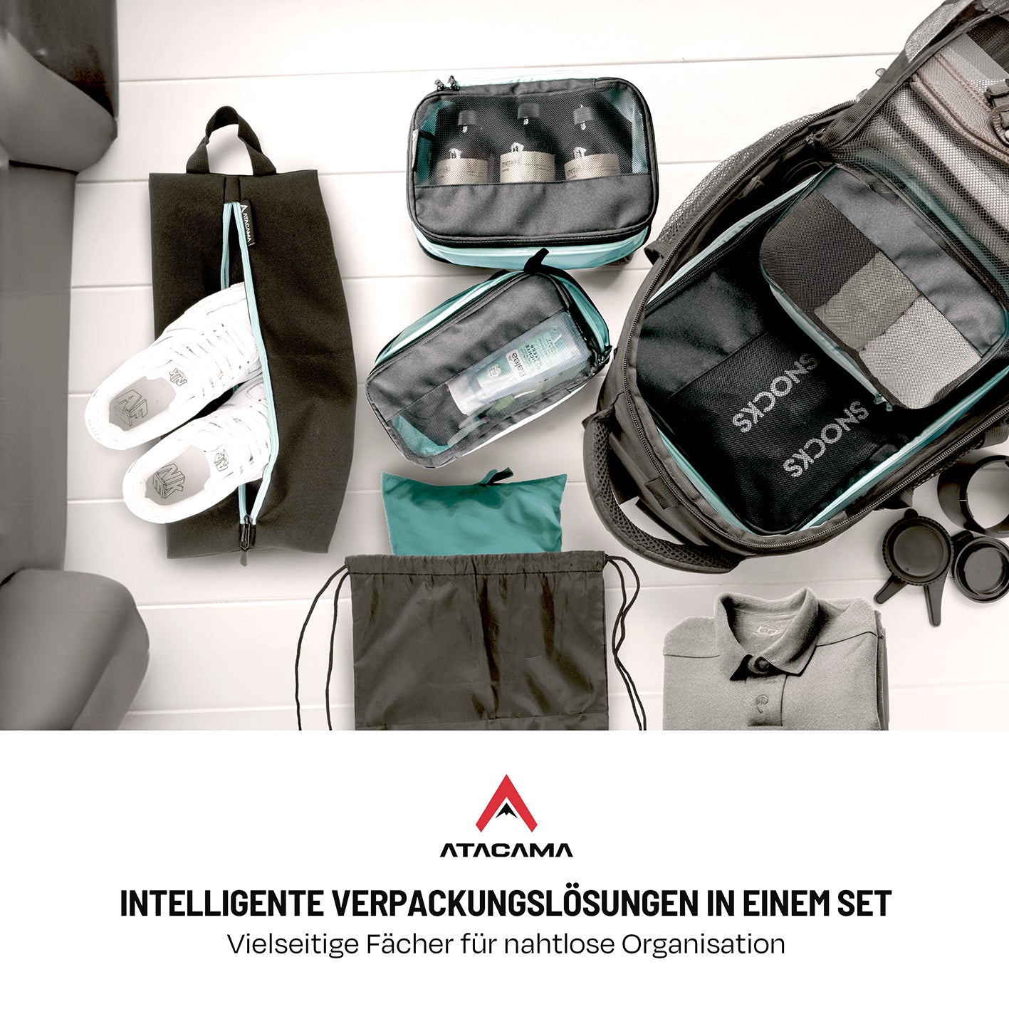 Packtaschen mit Kompression - 6er-Set - Schwarz