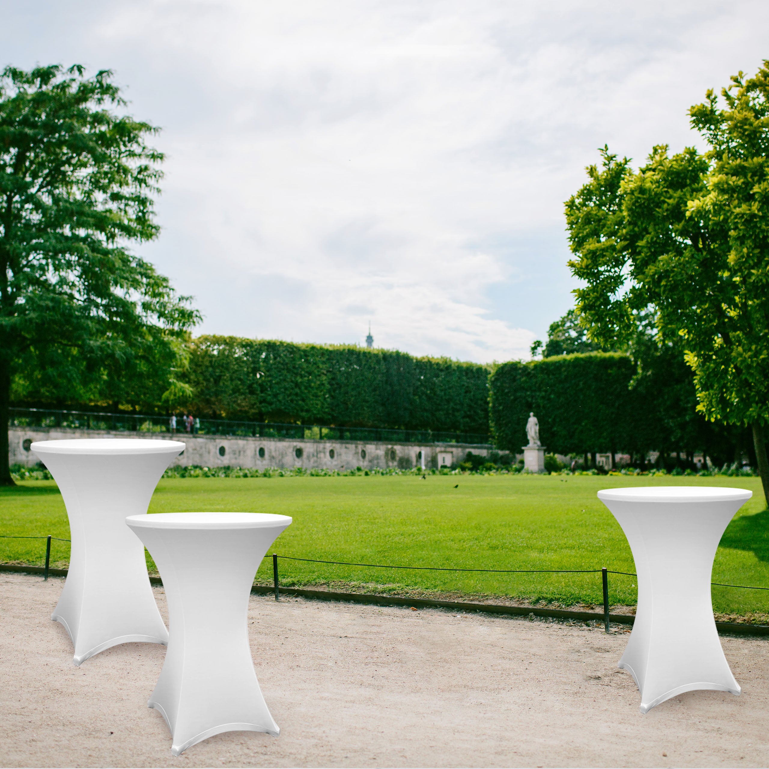Stehtischhusse - Tisch Bezug - Husse -  Ø 80-85 cm - Weiß - 10er-Set