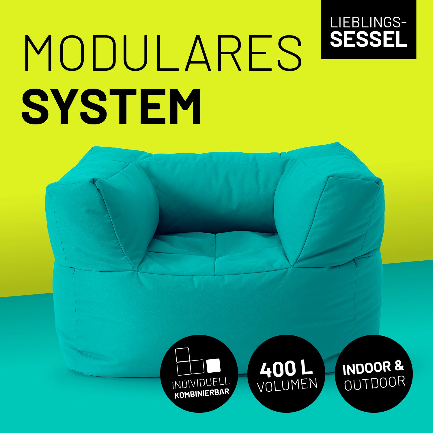 Sitzsack-Sofa Sessel (400 L) - Modulares System - indoor & outdoor - Türkis