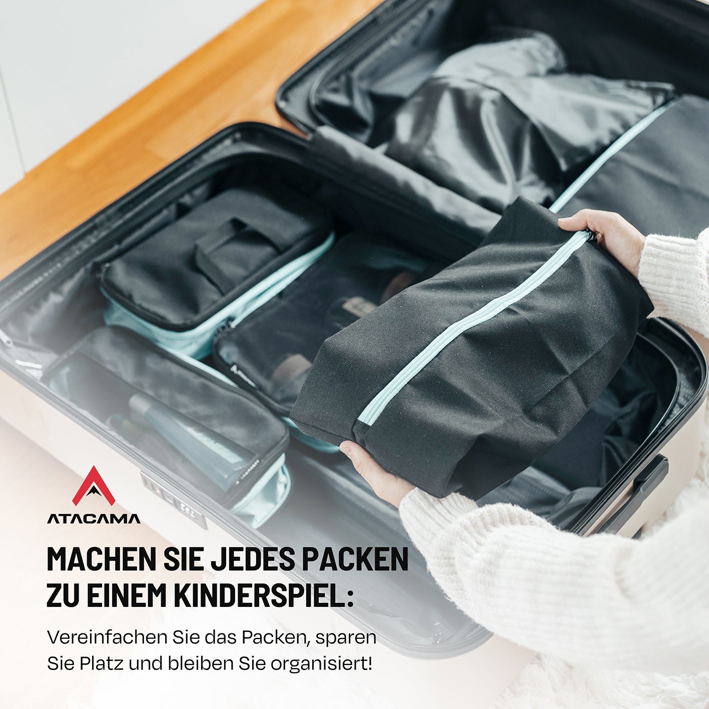 Packtaschen mit Kompression - 6er-Set - Schwarz