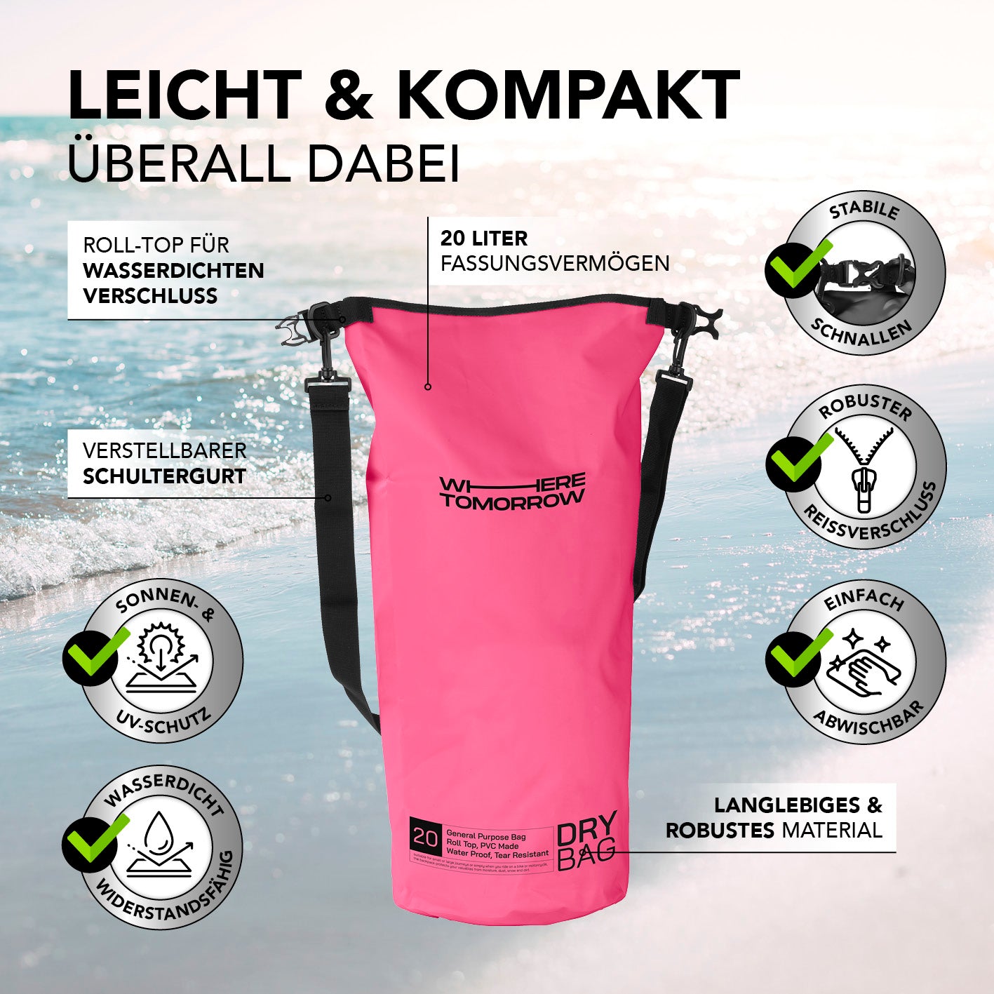 Dry Bag 20L - Style 01 - Pink