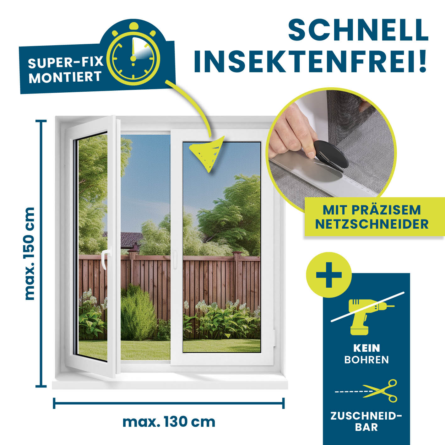 Insektenschutzgitter mit Magnetbefestigung – Fenster –  4er-Set
