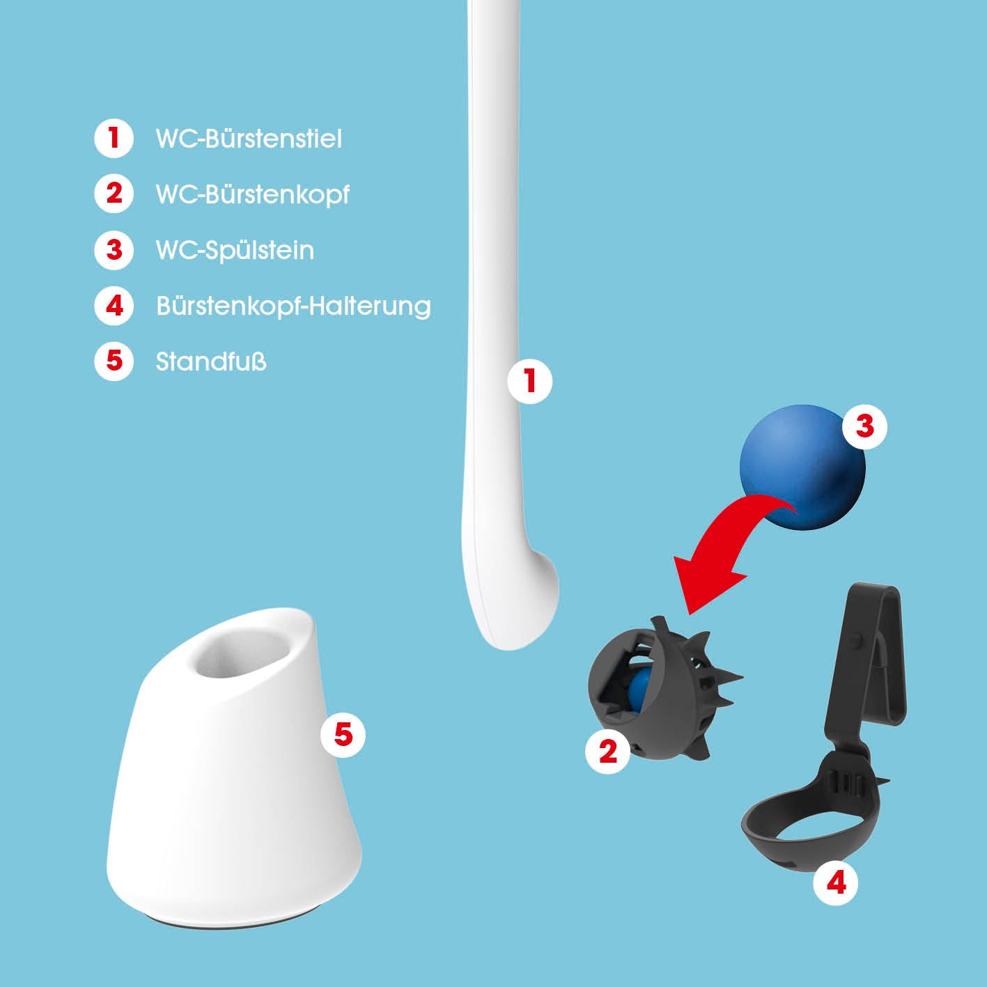 WC-Bürste - 2 in 1-Klick-System - weiß/schwarz