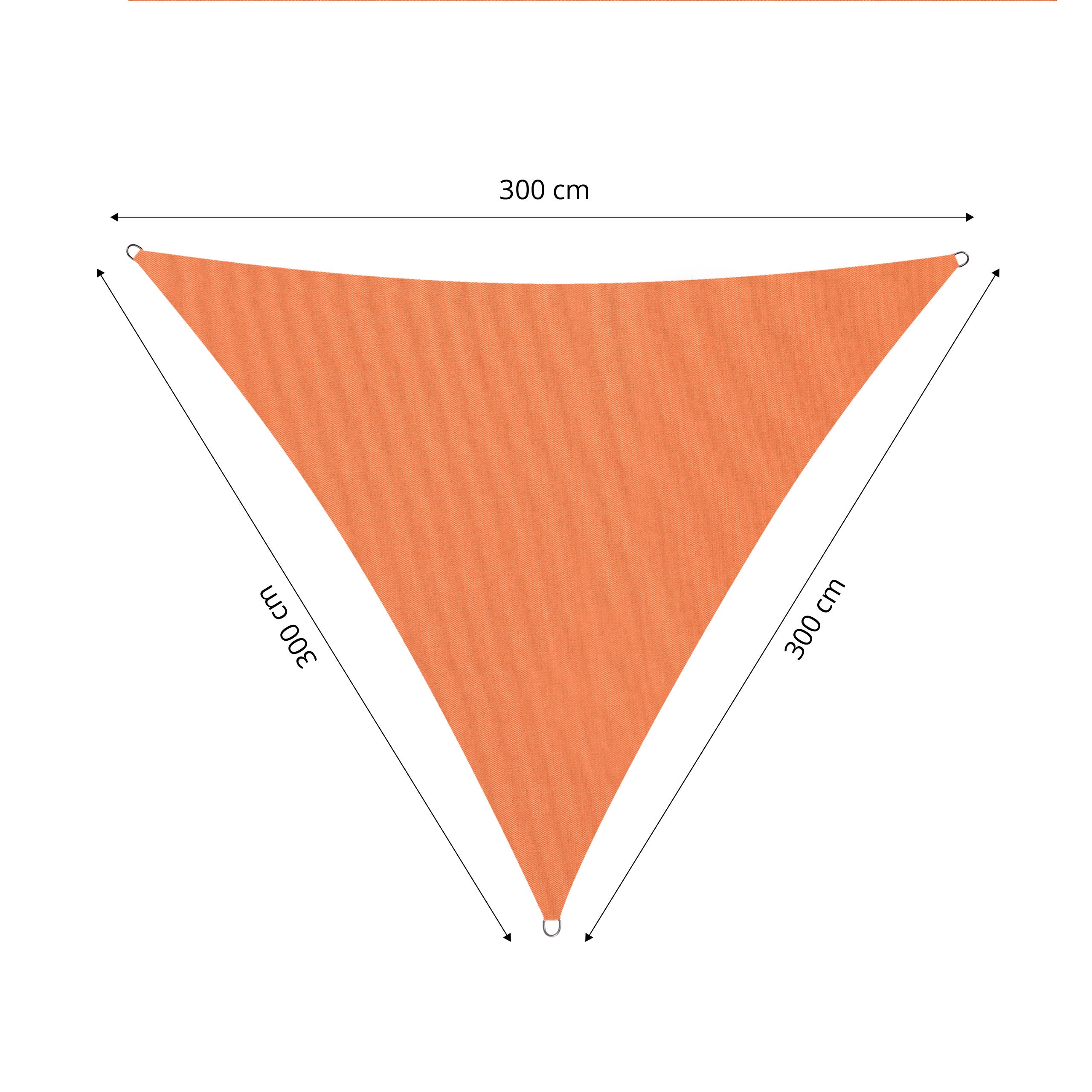 Sonnensegel Polyester - Dreieck 3 x 3 x 3 Meter - Orange