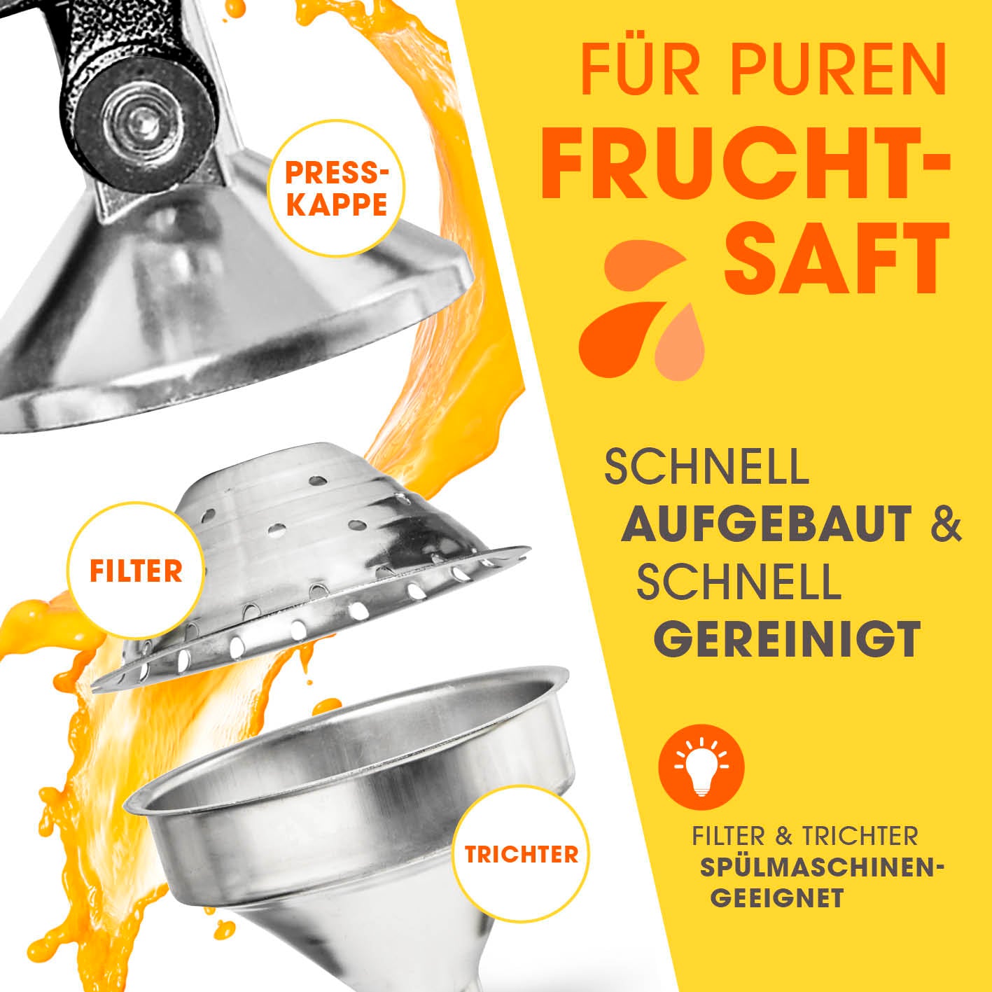 Set Saftpresse & Orangenspender - Schwarz/Silber