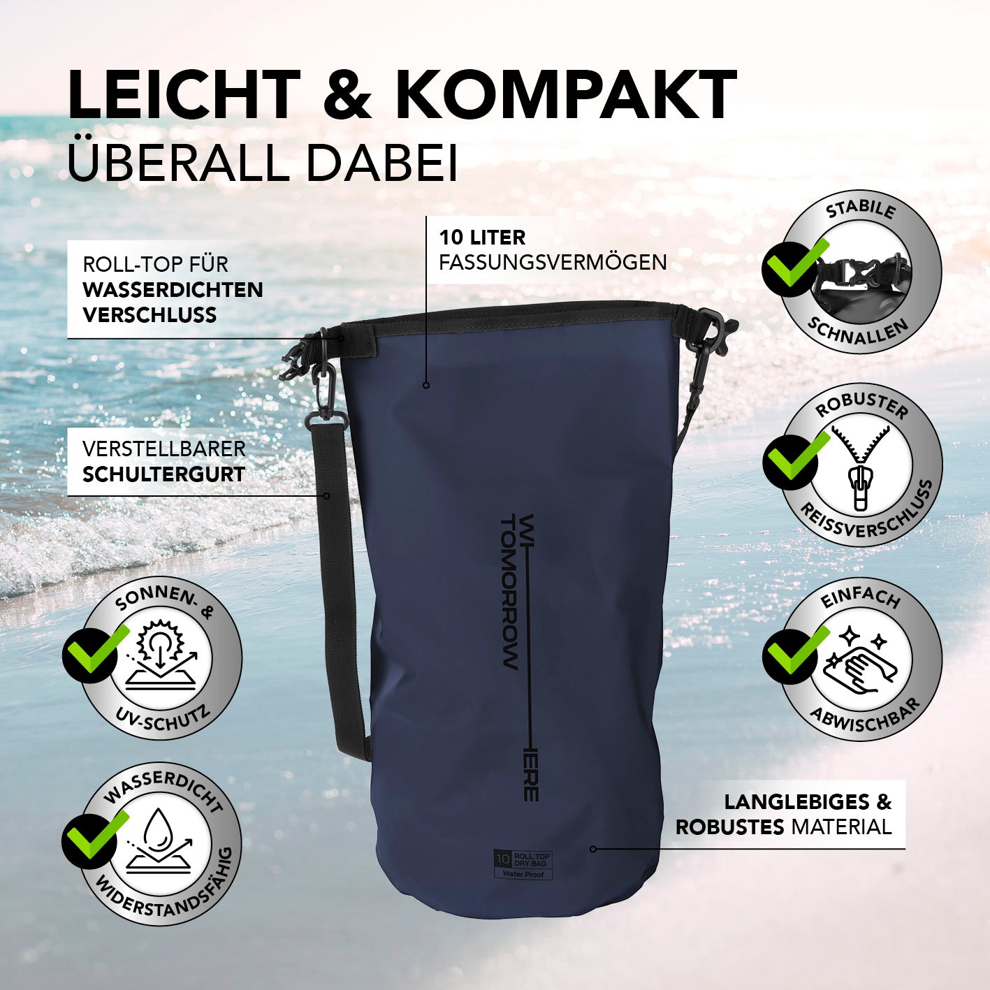 Dry Bag 10L - Style 02 - Dunkelblau