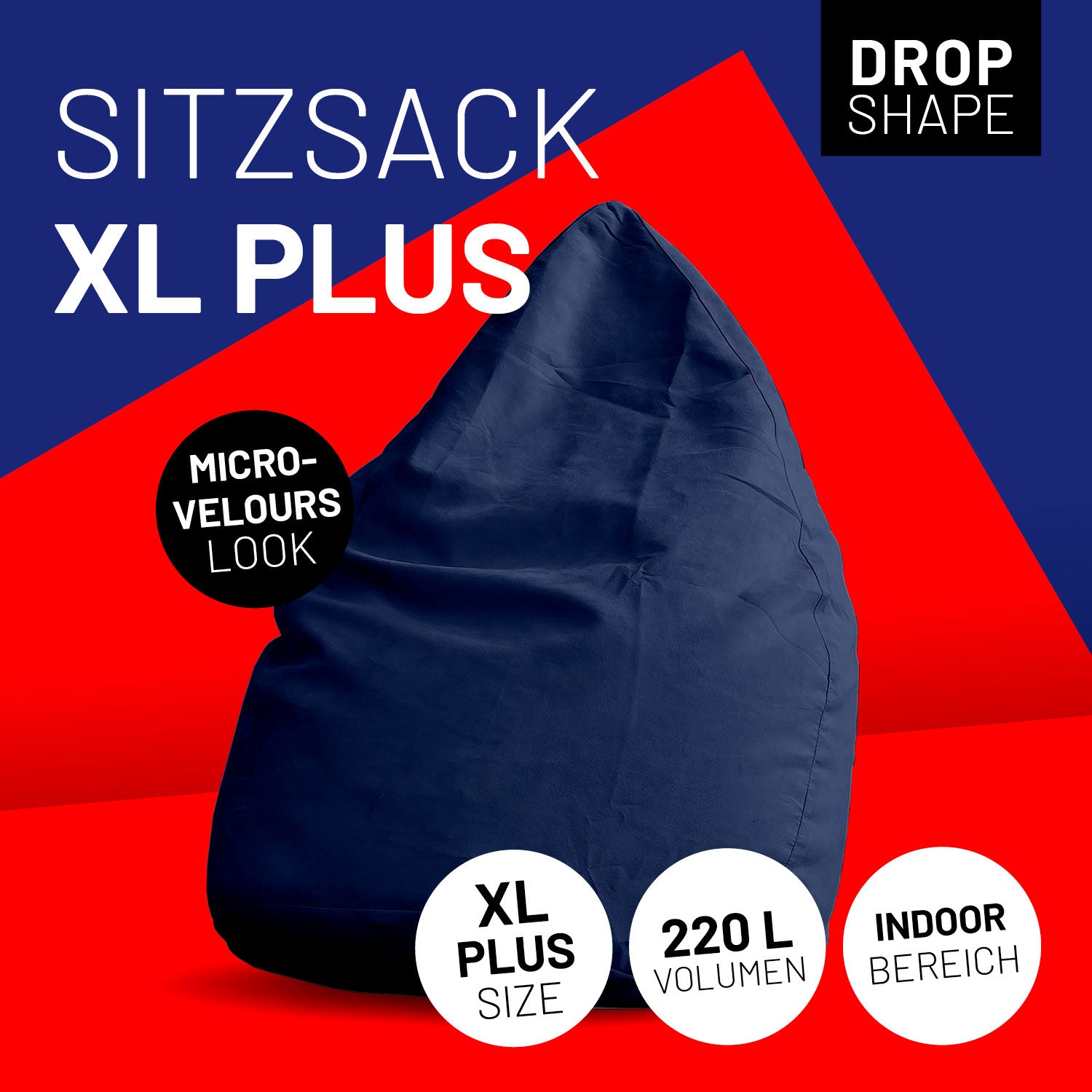 Luxury XL PLUS Sitzsack (220 L) - indoor - Dunkelblau