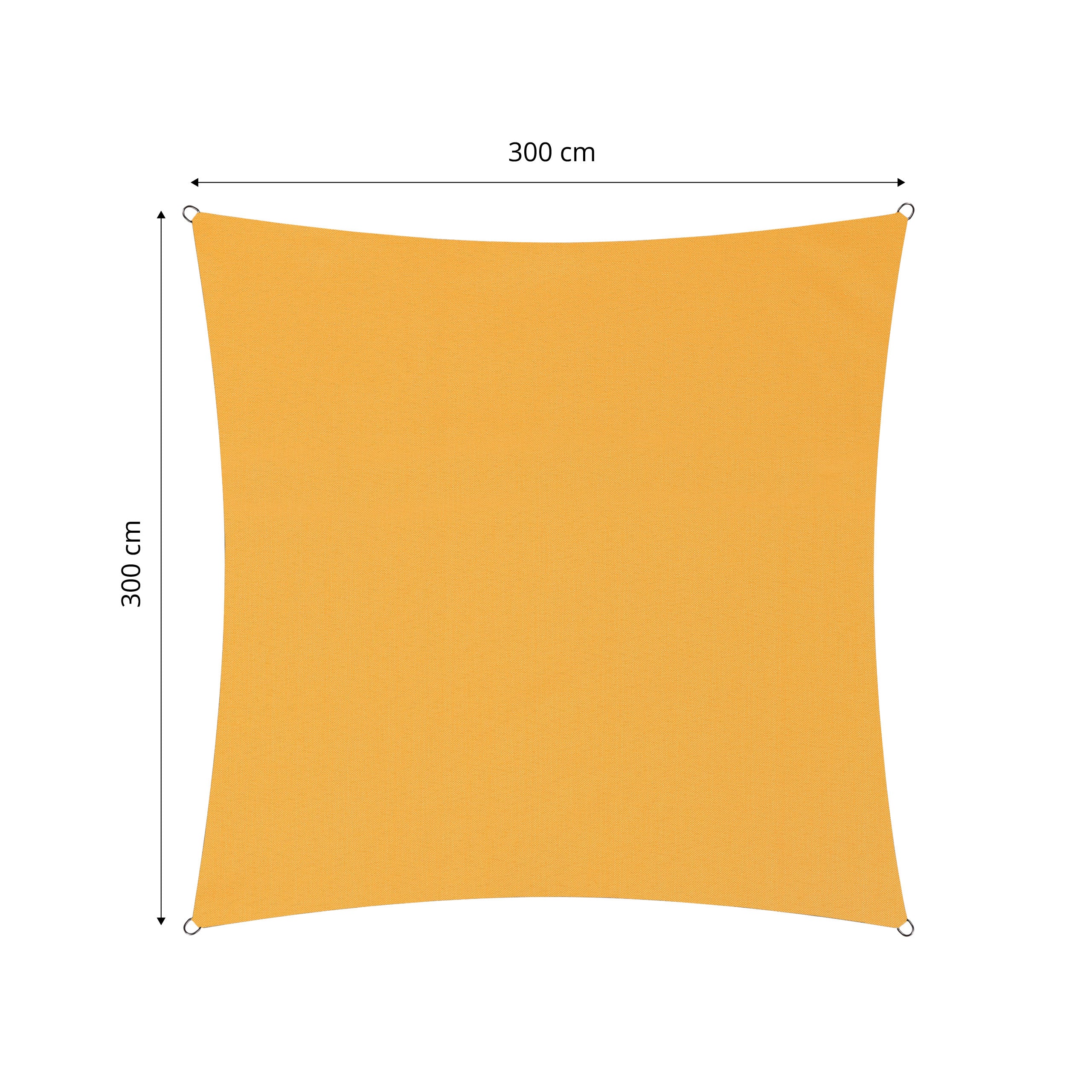 Sonnensegel Polyester - Quadrat 3 x 3 Meter - Gelb