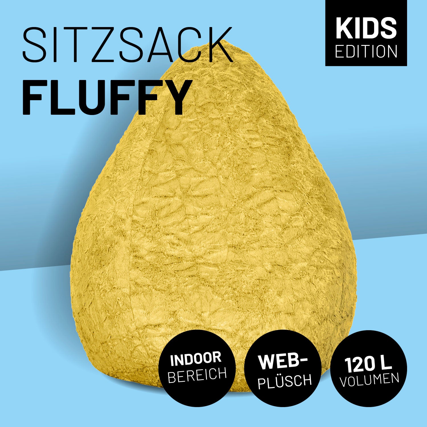 Luxury Fluffy Sitzsack (120 L) - indoor - Gelb