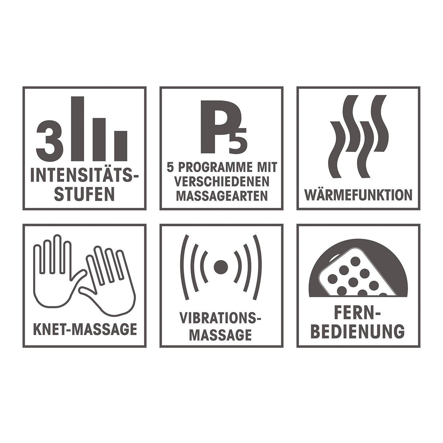 Shiatsu-Massagematte - 5 Massageprogramme - grau