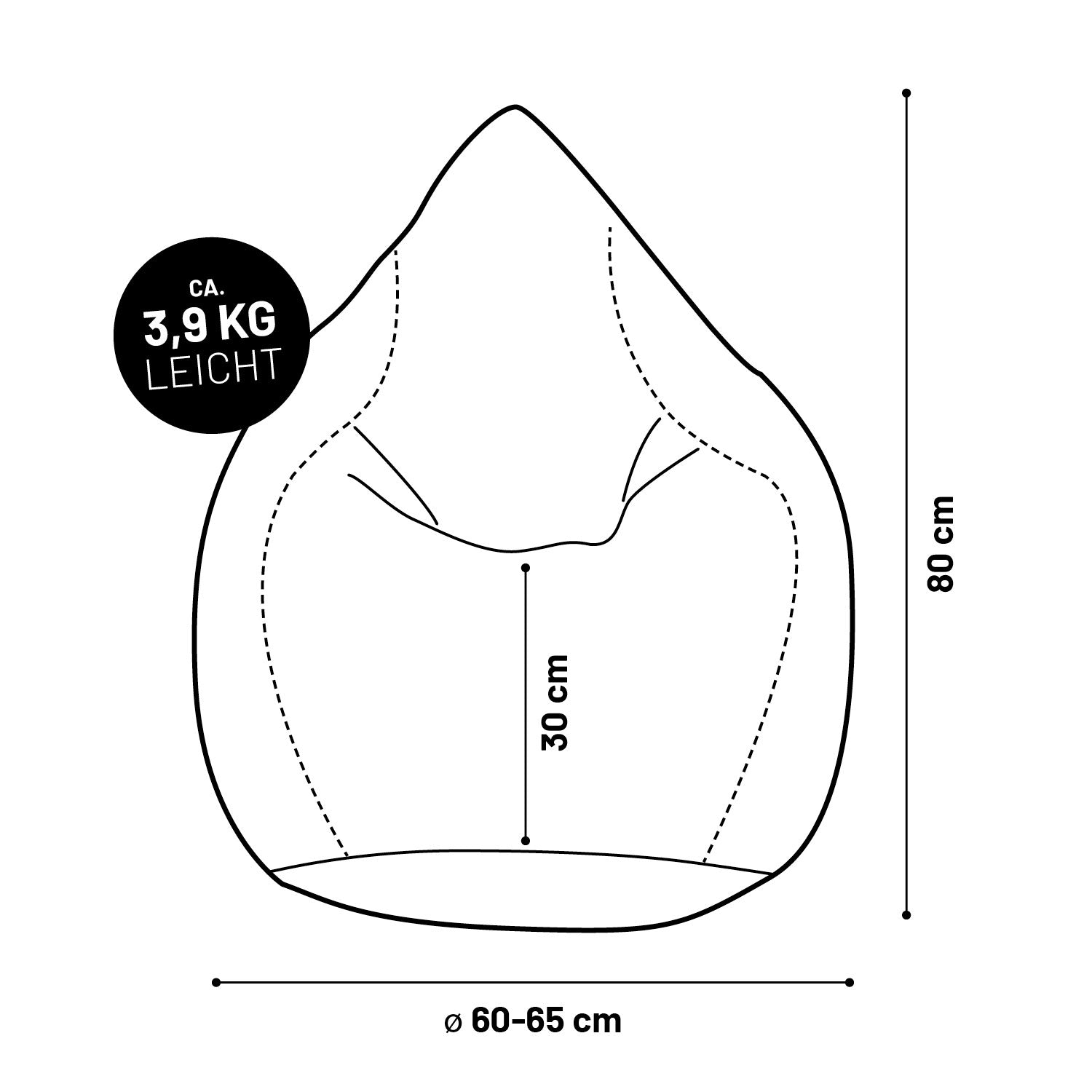 Luxury XL PLUS Sitzsack (220 L) - indoor - Grau