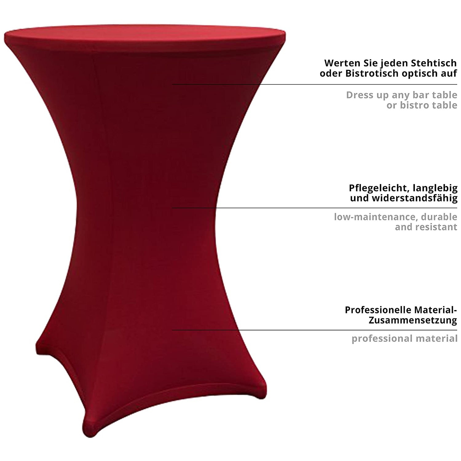 Stehtischhusse Tisch Bezug Husse - Ø 80-85cm - Rot