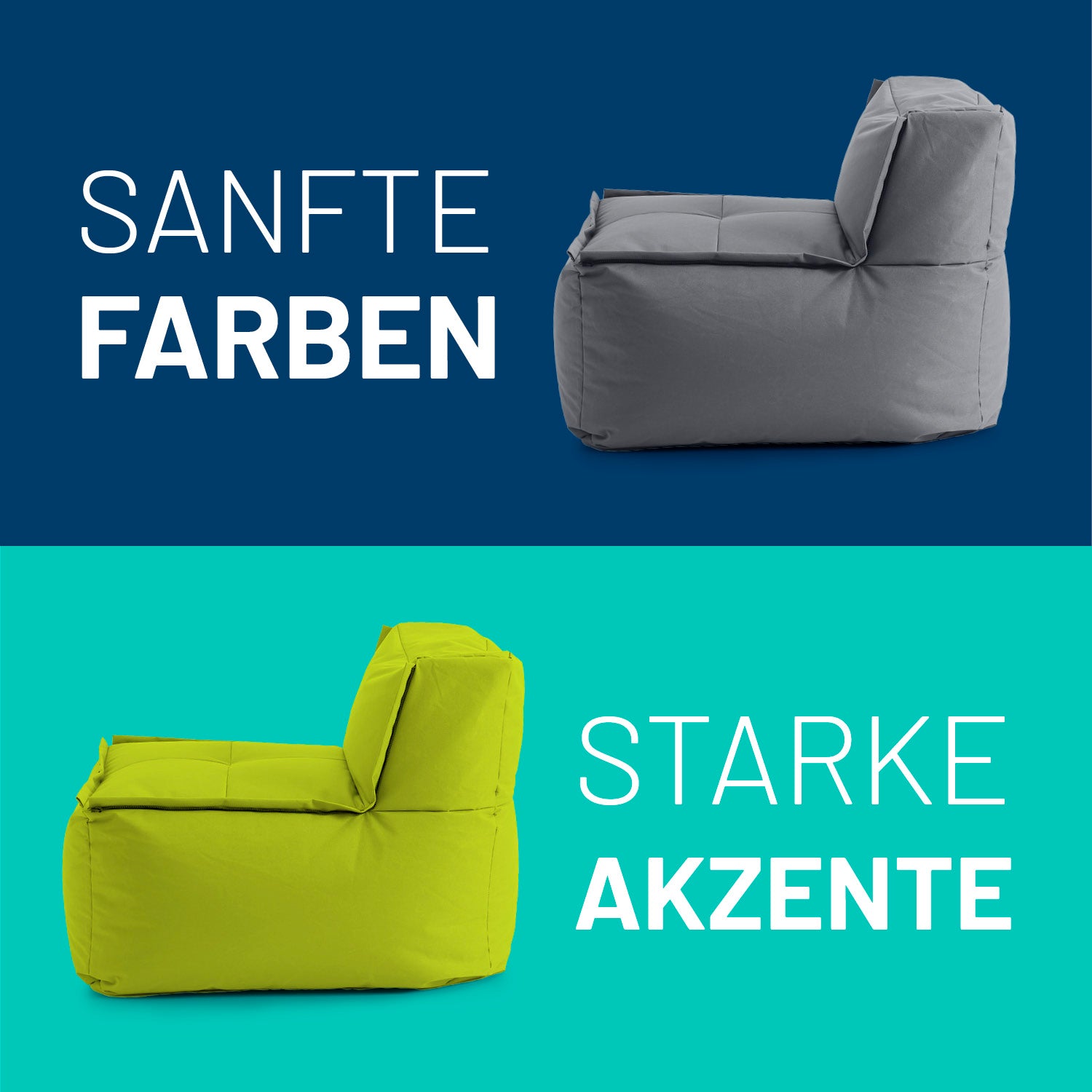 Sitzsack-Sofa Mittelstück (200 L) - Modulares System - indoor & outdoor - Apfelgrün