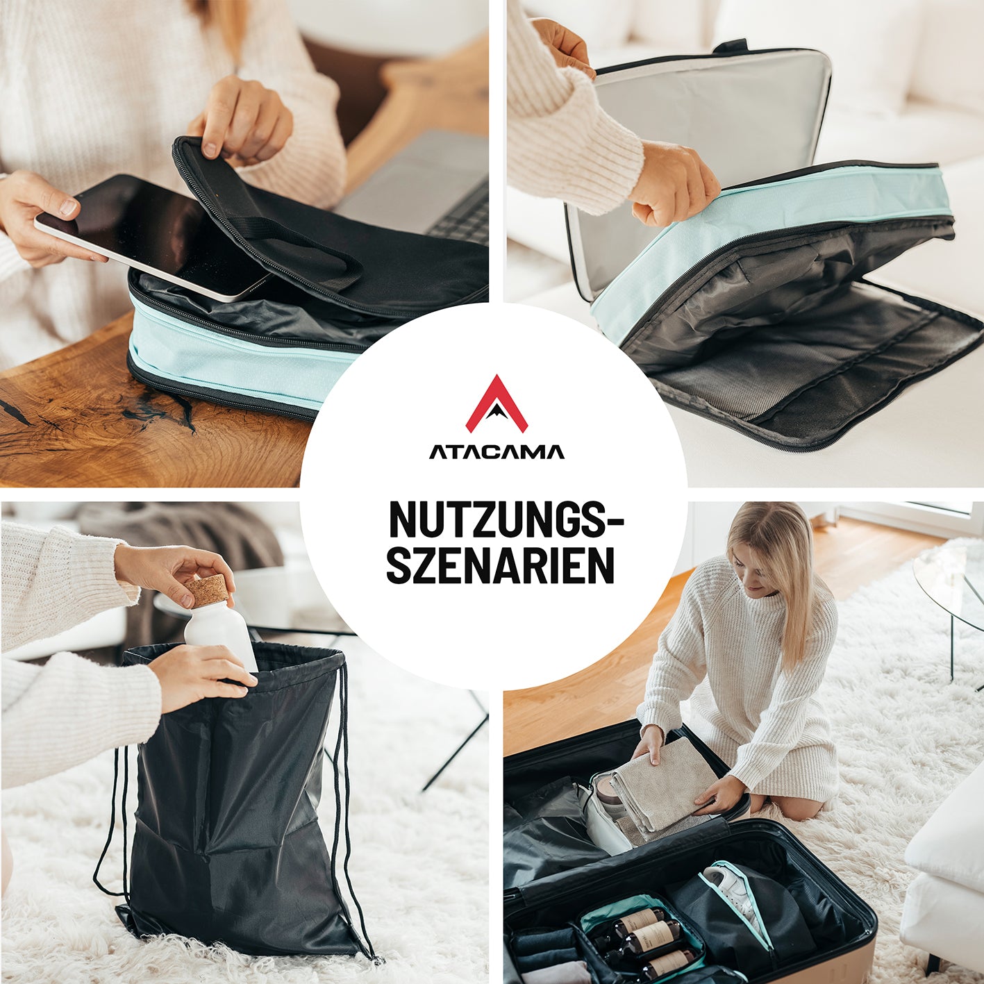 Packtaschen mit Kompression - 6er-Set - Schwarz