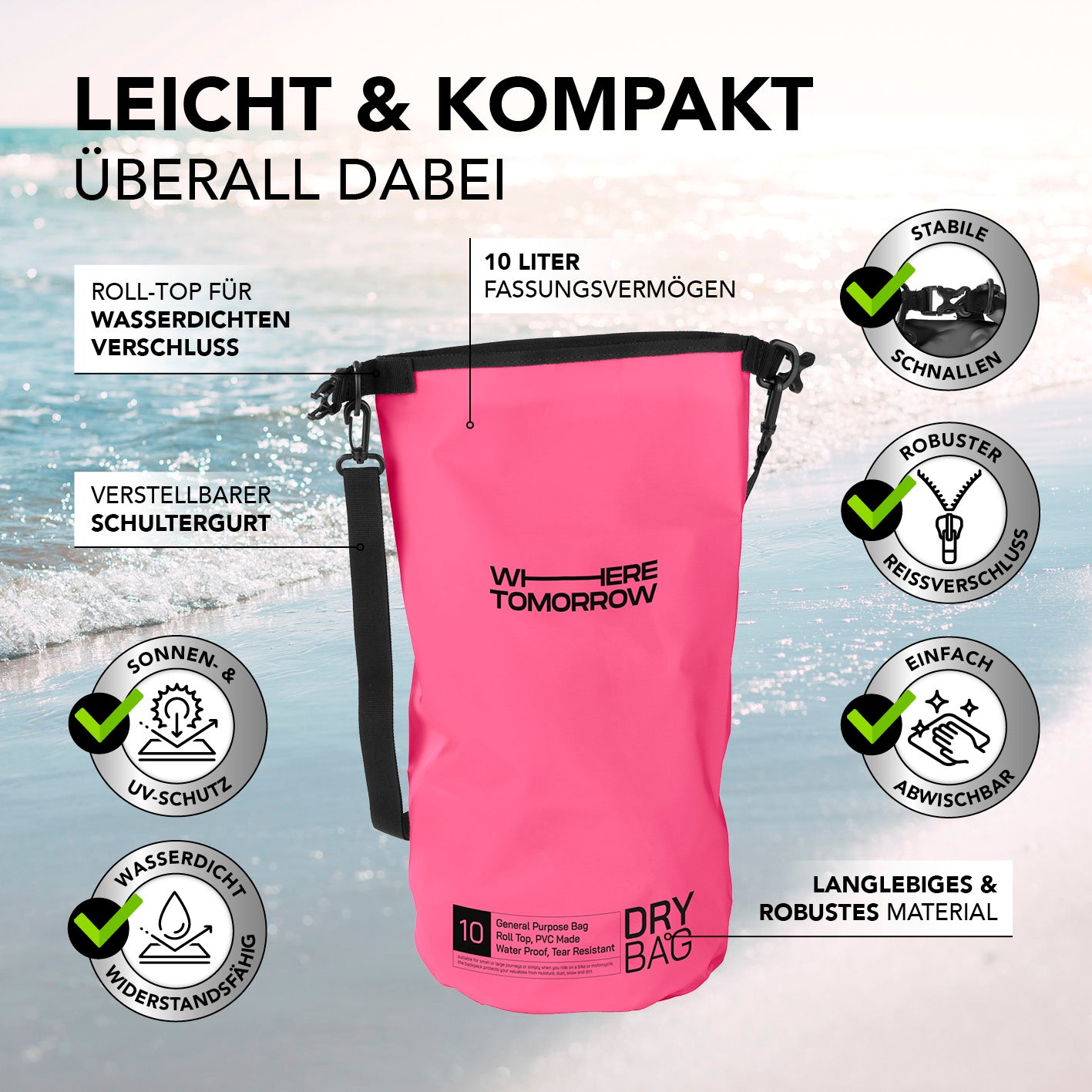 Dry Bag 10L - Style 01 - Pink