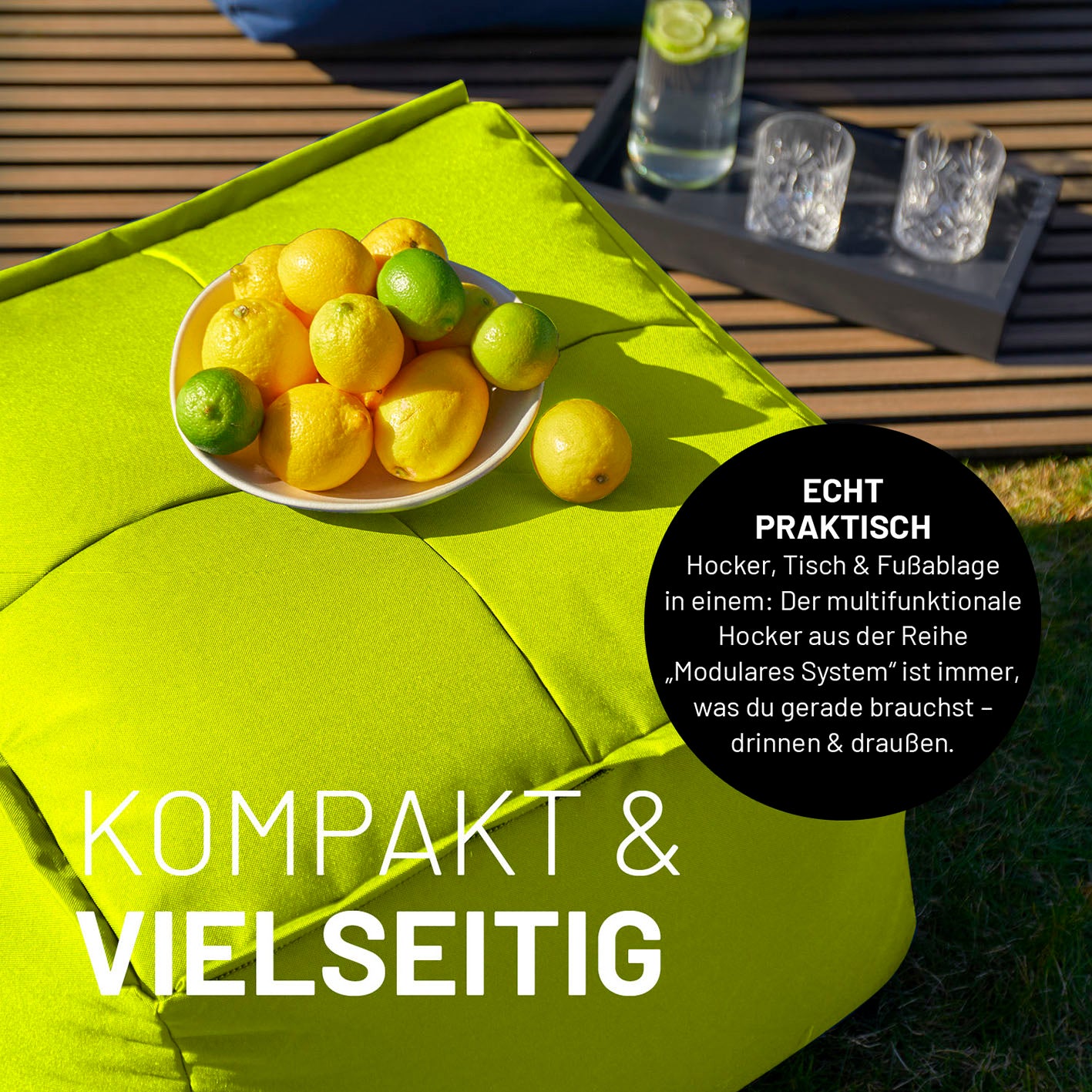 Sitzsack-Hocker (200 L) - Modulares System - indoor & outdoor - Apfelgrün