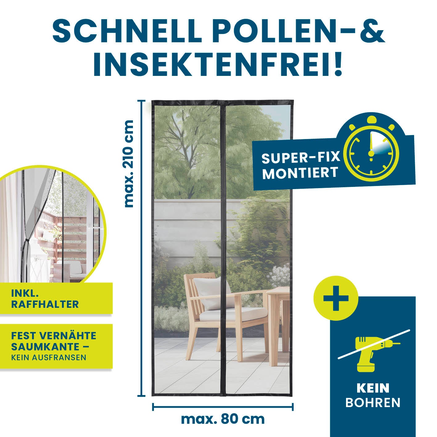 Insekten- & Pollenschutzvorhang – 90 x 210 cm