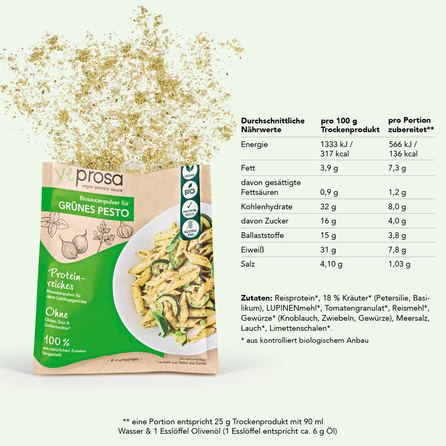 vegan protein sauce Biosaucenpulver für grünes Pesto - 4er-Set (4x 50 g)